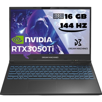 ნოუთბუქი Dream Machines RG3050TI-15UA33, 15.6", i5-12500H, 16GB, 1TB SSD, RTX3050Ti 4GB, Black