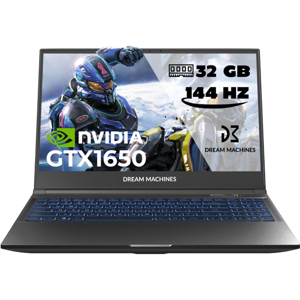 ნოუთბუქი Dream Machines G1650-15UA89, 15.6", i7-12700H, 32GB, 1TB SSD, GTX1650 4GB, Black