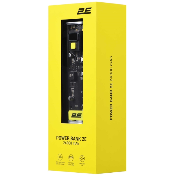 2E 2E-PB7200PD, 24000mAh, USB Type-C, USB-A, Power Bank, Black