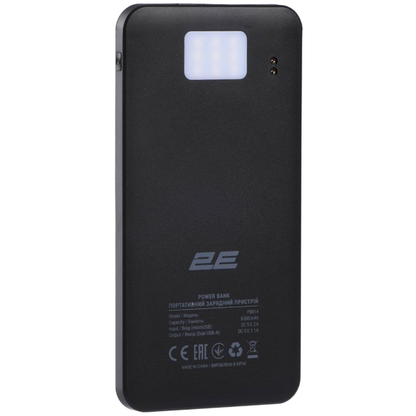 პორტატული დამტენი მზის ენერგიით 2E 2E-PB814-BLACK, Micro USB, USB-A, Solar Power Bank, Black