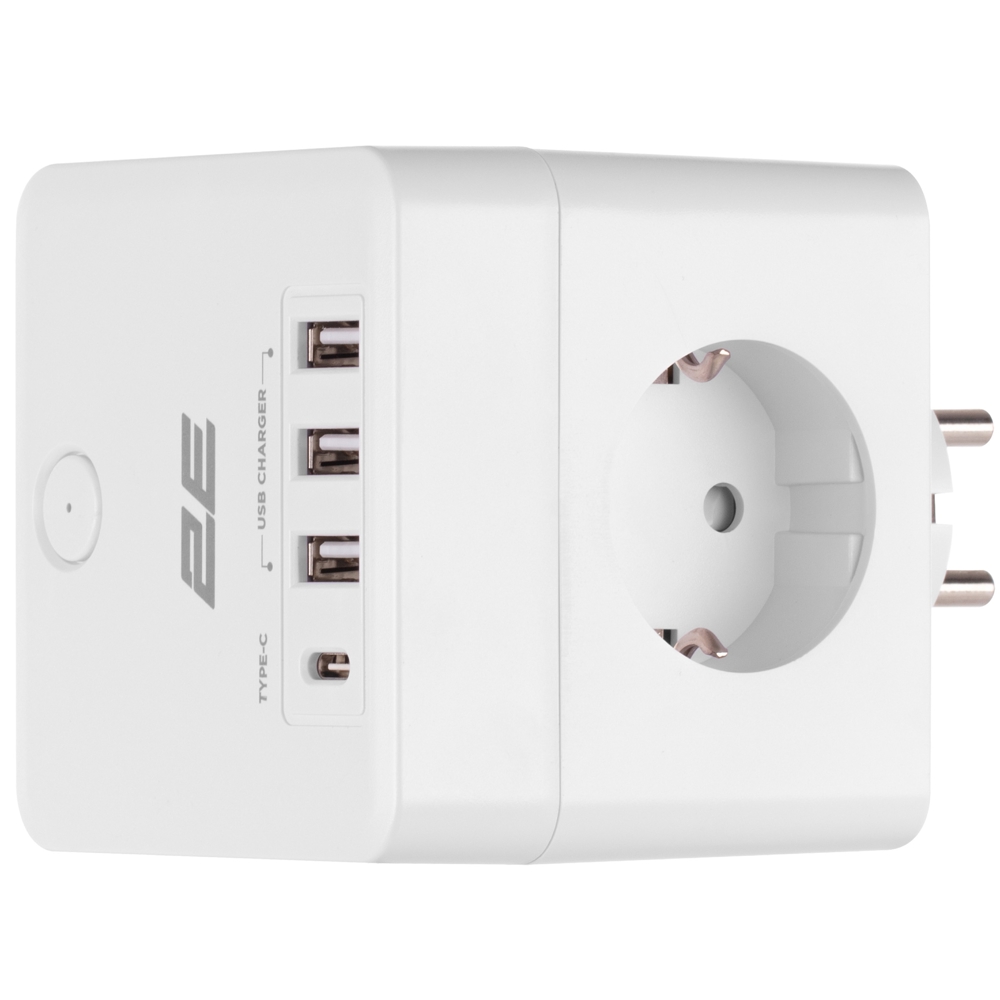2E 2E-AD431WH, 4 Socket, USB-A, USB-C, White