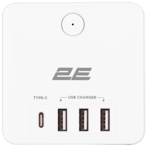 ადაპტერი 2E 2E-AD431WH, 4 Socket, USB-A, USB-C, White