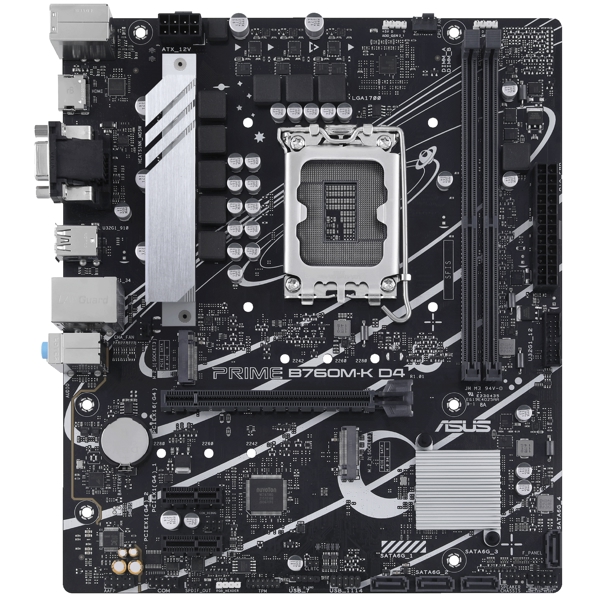 Asus B760M-K D4 Prime, LGA 1700, DDR4, DIMM, 64GB