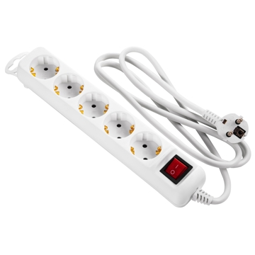 დენის გამანაწილებელი 2E 2E-U05ESM1.5, 5 Socket, 1.5m, White