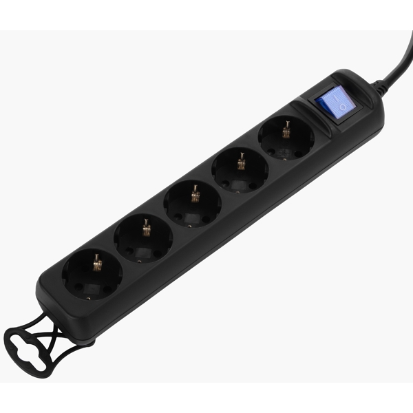 დენის გამანაწილებელი 2E 2E-U05ES15M1.5BK, 5 Socket, 1.5m, Black