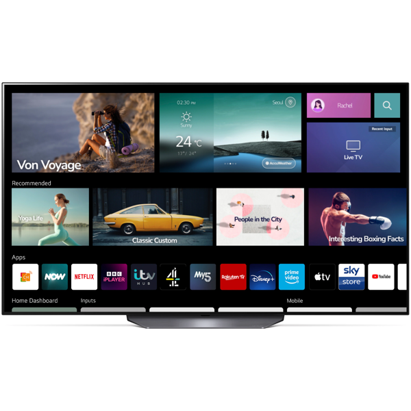 ტელევიზორი LG OLED55B26LA, 55", 4K UHD, Smart TV, USB, HDMI, LAN, BT, WIFI, Black