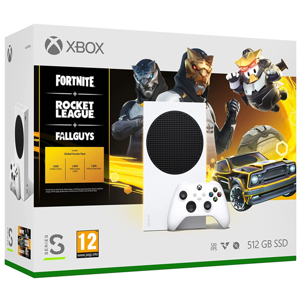 სათამასო კონსოლი Microsoft 196388102730ED Xbox Series S, BT, Wi-Fi, Fortnite+Rocket League+Fall Guys, White