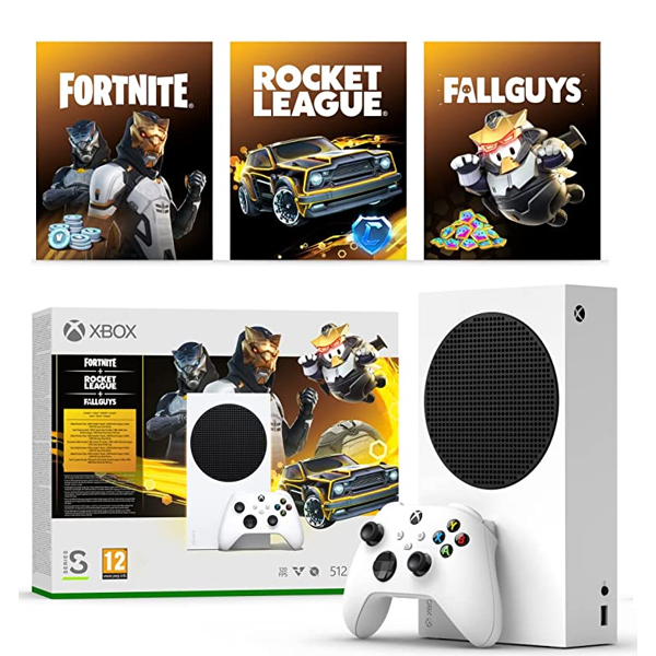 სათამასო კონსოლი Microsoft 196388102730ED Xbox Series S, BT, Wi-Fi, Fortnite+Rocket League+Fall Guys, White