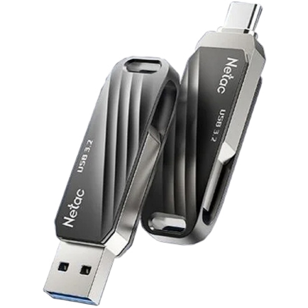 USB ფლეშ მეხსიერება Netac NT03US11C-064G-32BK, 64GB, USB 3.2 Gen 2, Black/Silver