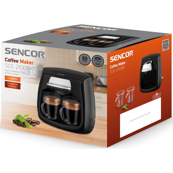 Sencor SCE 2100BK, 500W, 0.3L, Coffee Machine Black