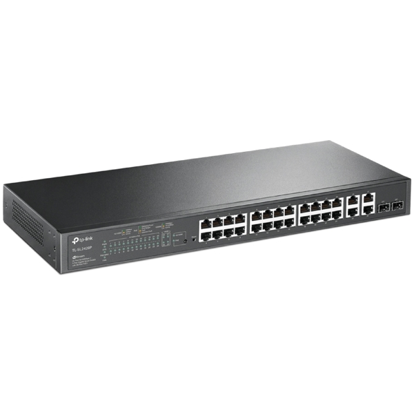 TP-Link TL-SL2428P, 4-Port Gigabit, PoE+ Switch, Black