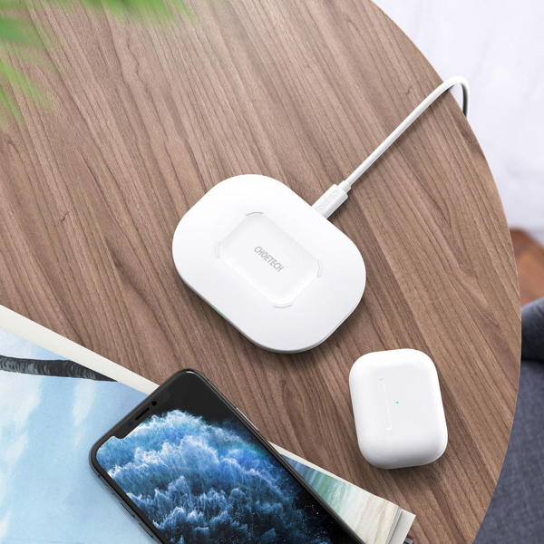 უსადენო დამტენი Choetech T550-F, 15W, USB-C, Wireless Charger, White