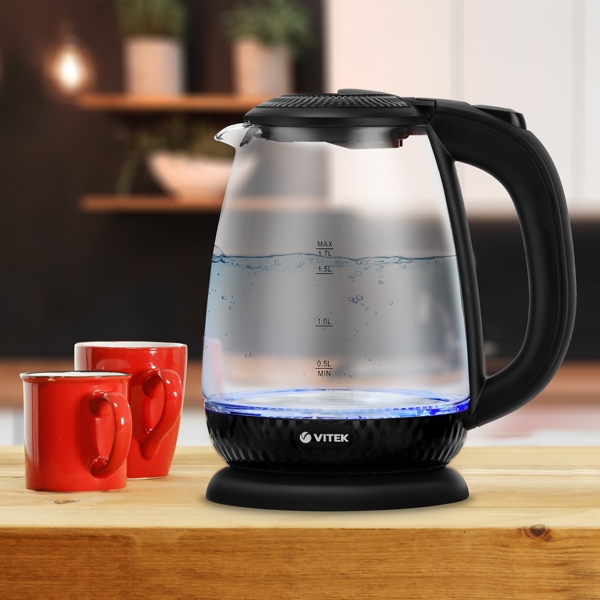 ელექტრო ჩაიდანი Vitek VT-7074, 2200W, 1.7L, Electric Kettle, Black