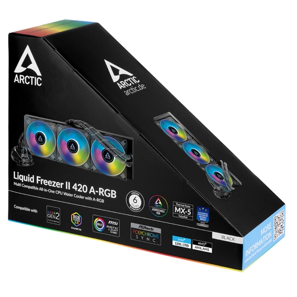 ქულერი Arctic ACFRE00109A Freezer II 420, RGB, 140mm, 2000RPM, Cooler, Black