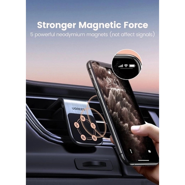 მობილურის დამჭერი UGREEN LP290 (80712B), Smartphone Car Holder, Black/Silver