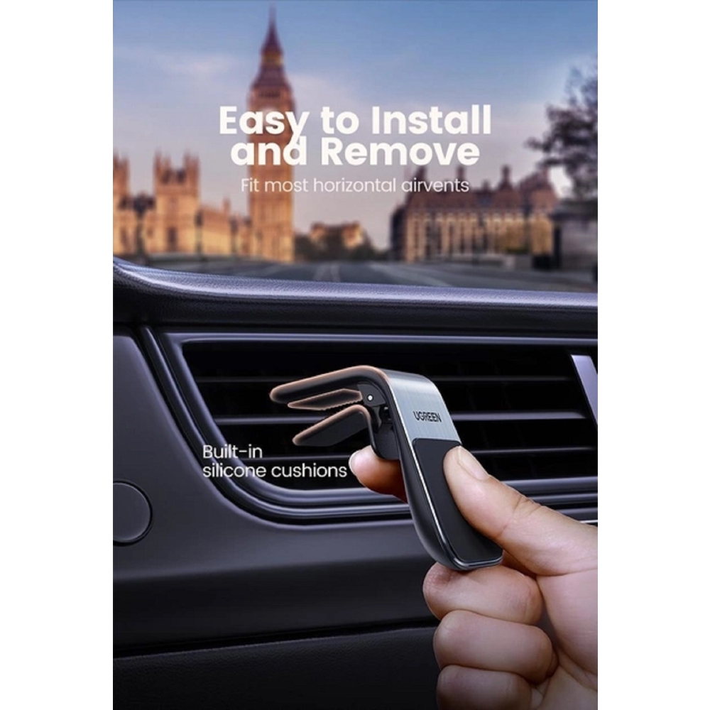 მობილურის დამჭერი UGREEN LP290 (80712B), Smartphone Car Holder, Black/Silver