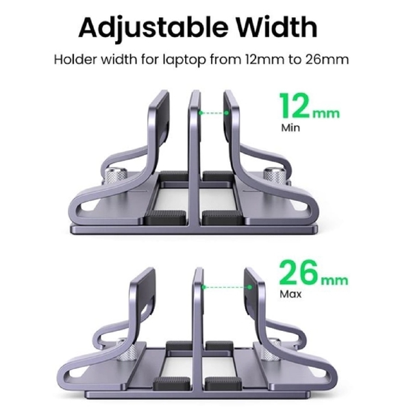 ნოუთბუქის სადგამი UGREEN LP258 (60643), Vertical Dual Slots Laptop Stand, Silver