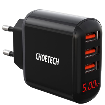 Choetech Q5009-EU, 3xUSB-A, Black