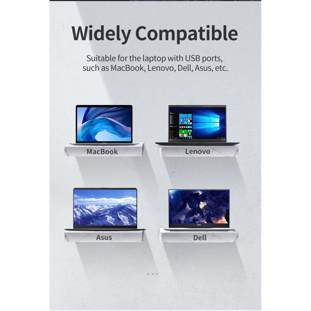 USB ჰაბი UGREEN USB HUB CM252 (60719), USB to RJ45, Micro USB, Gray