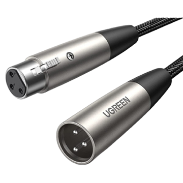 აუდიო კაბელი UGREEN AV185 (20500), Hi-Fi XLR Male To Female, 2m, Black/Silver