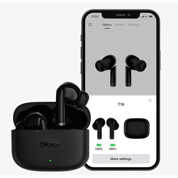 QCY T19, Earphones, Wireless, Bluetooth, Black