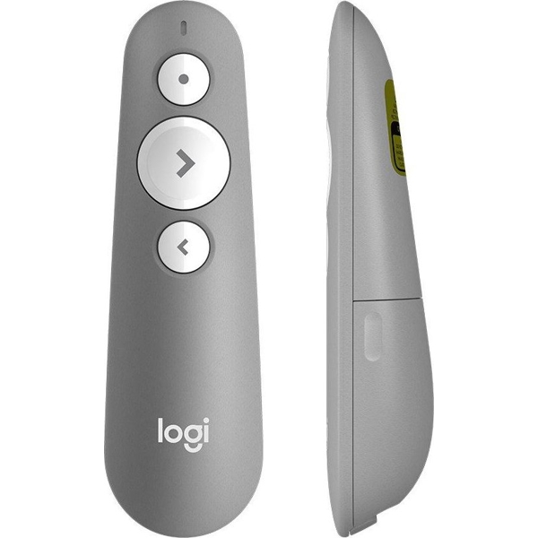 პრეზენტერი Logitech 910-006520 R500s, Wireless, USB, Bluetooth, 20m, Mid Grey