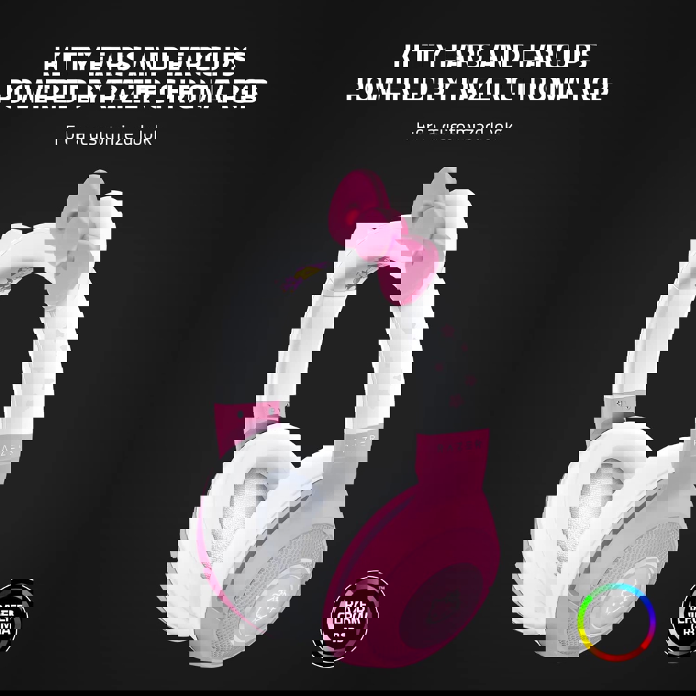 ყურსასმენი Razer RZ04-03520300-R3M1 Kraken, Headset, Wireless, USB, BT, White/Pink