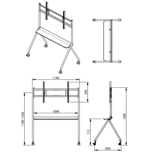 Allscreen LU-DJ750L, 55''-75'', Universal LCD LED TV Bracket, With Roller, Black