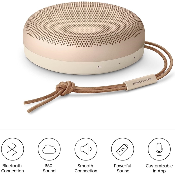 Bang & Olufsen 1734008 Beosound A1 2nd Gen, 60W, Wireless, Bluetooth, IP67, Speaker, Gold