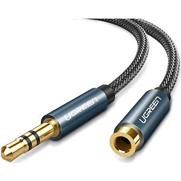 აუდიო ადაპტერი UGREEN AV118 (50440), 3.5mm Male to Female, Extension Cable, 5m, Black/Gold