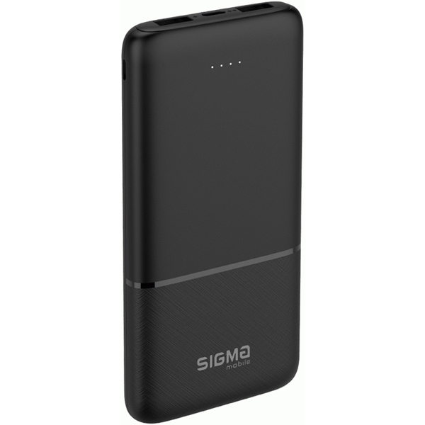 პორტატული დამტენი Sigma SI10A1Q, 10000mAh, Micro USB, Type-C, USB-А, Power Bank, Black