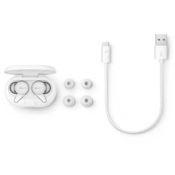 ყურსასმენი Philips TAT1207WT/00, Earphones, Wireless, Bluetooth, IPX4, White