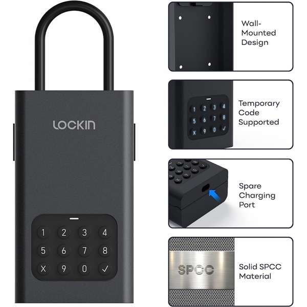 ჭკვიანი ბოქლომი Lockin L1, Smart Lock, Black