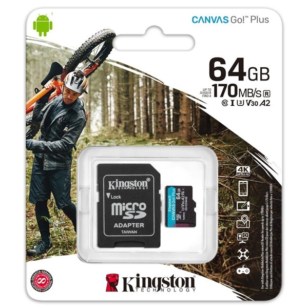 Kingston SDCG3/64GB, 64GB, MicroSDXC, C10, UHS-I, U3, Black