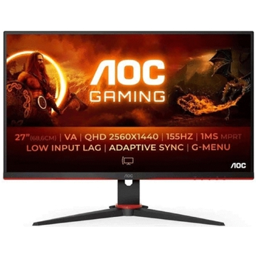 მონიტორი AOC Q27G2E/BK, 27", Monitor, QHD, VA, HDMI, DP, Black