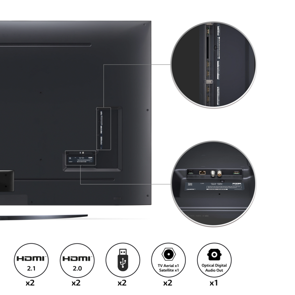 LG 65NANO766QA, 65", 4K UHD, Smart TV, USB, HDMI, LAN, BT, WIFI, Black