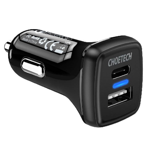  Choetech TC0005, 36W, USB-C, USB-A, Black