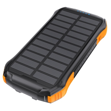Choetech B659-OR, 10000mAh, Type-C, USB, Solar Power Bank, Black