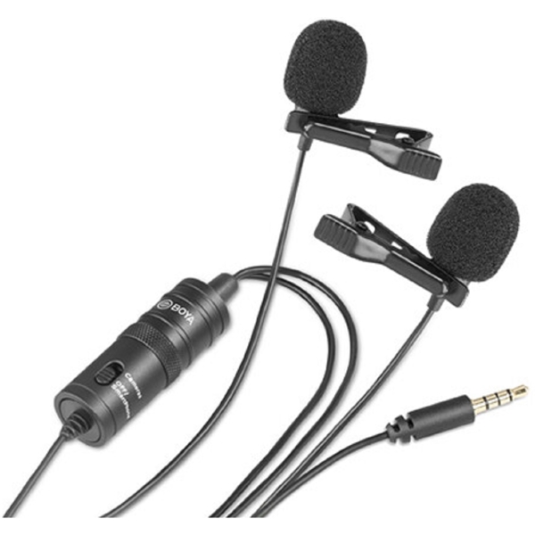 მიკროფონი Boya BY-M1DM, Dual Lavalier Microphone, 3.5mm, Black