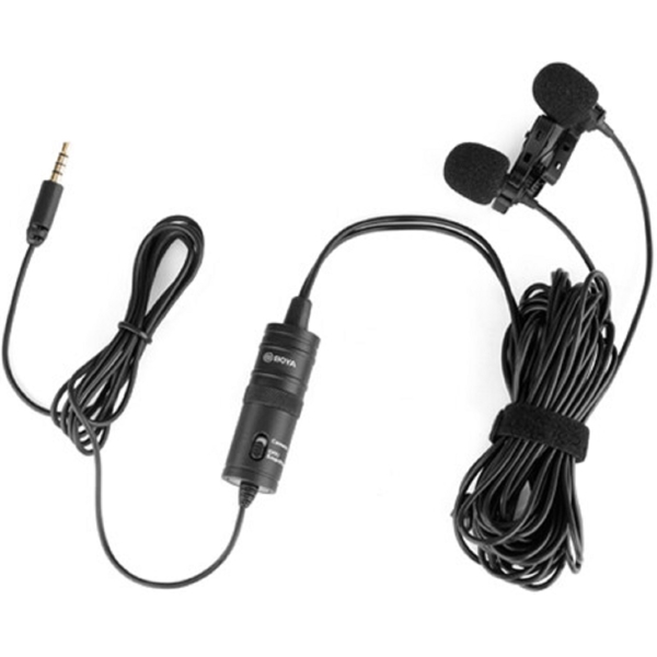 მიკროფონი Boya BY-M1DM, Dual Lavalier Microphone, 3.5mm, Black