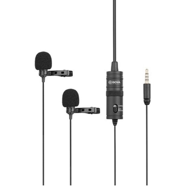 მიკროფონი Boya BY-M1DM, Dual Lavalier Microphone, 3.5mm, Black