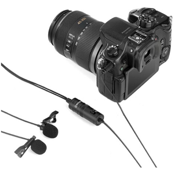 მიკროფონი Boya BY-M1DM, Dual Lavalier Microphone, 3.5mm, Black