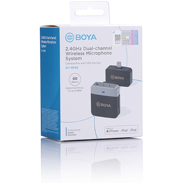 Boya BY-M1LV-D, Lavalier Wireless Microphone, Lightning, Black/Silver