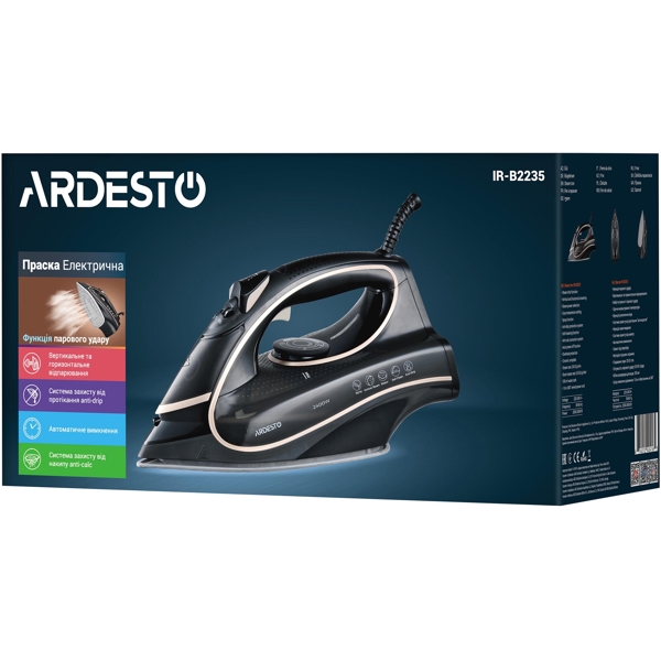 Ardesto IR-B2235, 2400W, 450ML, Steam Iron, Black