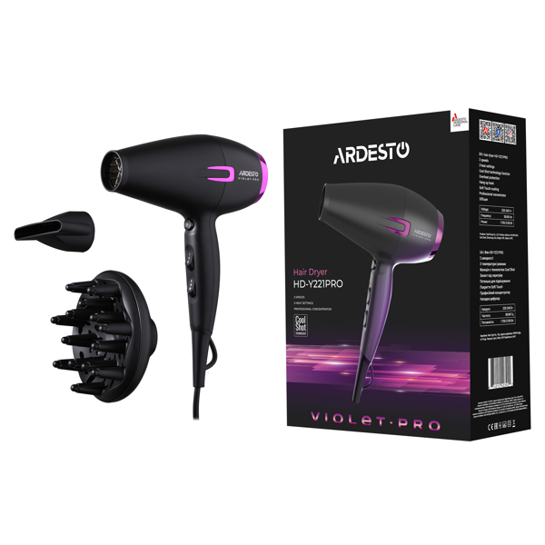 თმის საშრობი Ardesto HD-Y221PRO, 2100W, Hair Dryer, Black