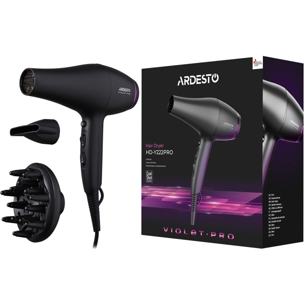 თმის საშრობი Ardesto HD-Y222PRO, 2200W, Hair Dryer, Black