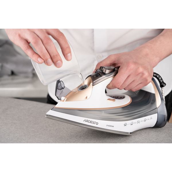 ორთქლის უთო Ardesto IR-B2245-E, 2400W, 400ML, Steam Iron, White/Gray