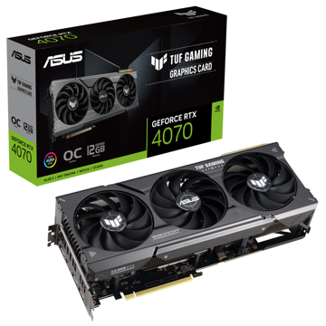 Asus TUF-RTX4070-O12G-GAMING OC, Gaming GeForce RTX4070, 12GB, 192bit, HDMI, DP, Black