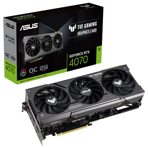 Asus TUF-RTX4070-O12G-GAMING OC, Gaming GeForce RTX4070, 12GB, 192bit, HDMI, DP, Black