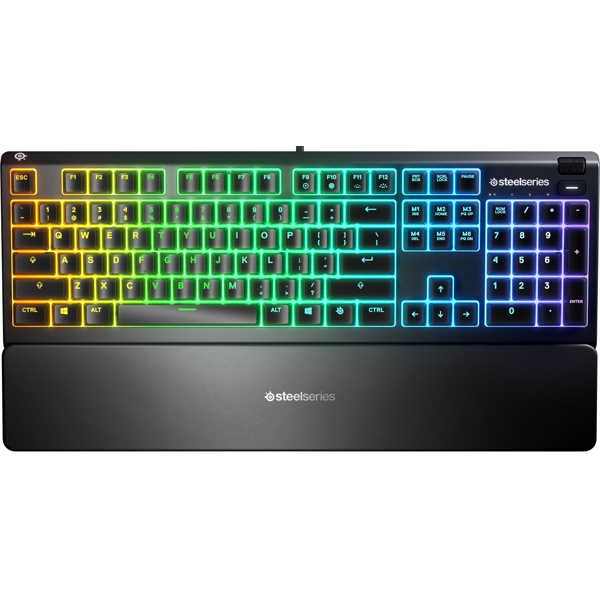 კლავიატურა SteelSeries 64805_SS Apex 3, Whisper-Quiet, Wired, RGB, USB, Gaming Keyboard, Black